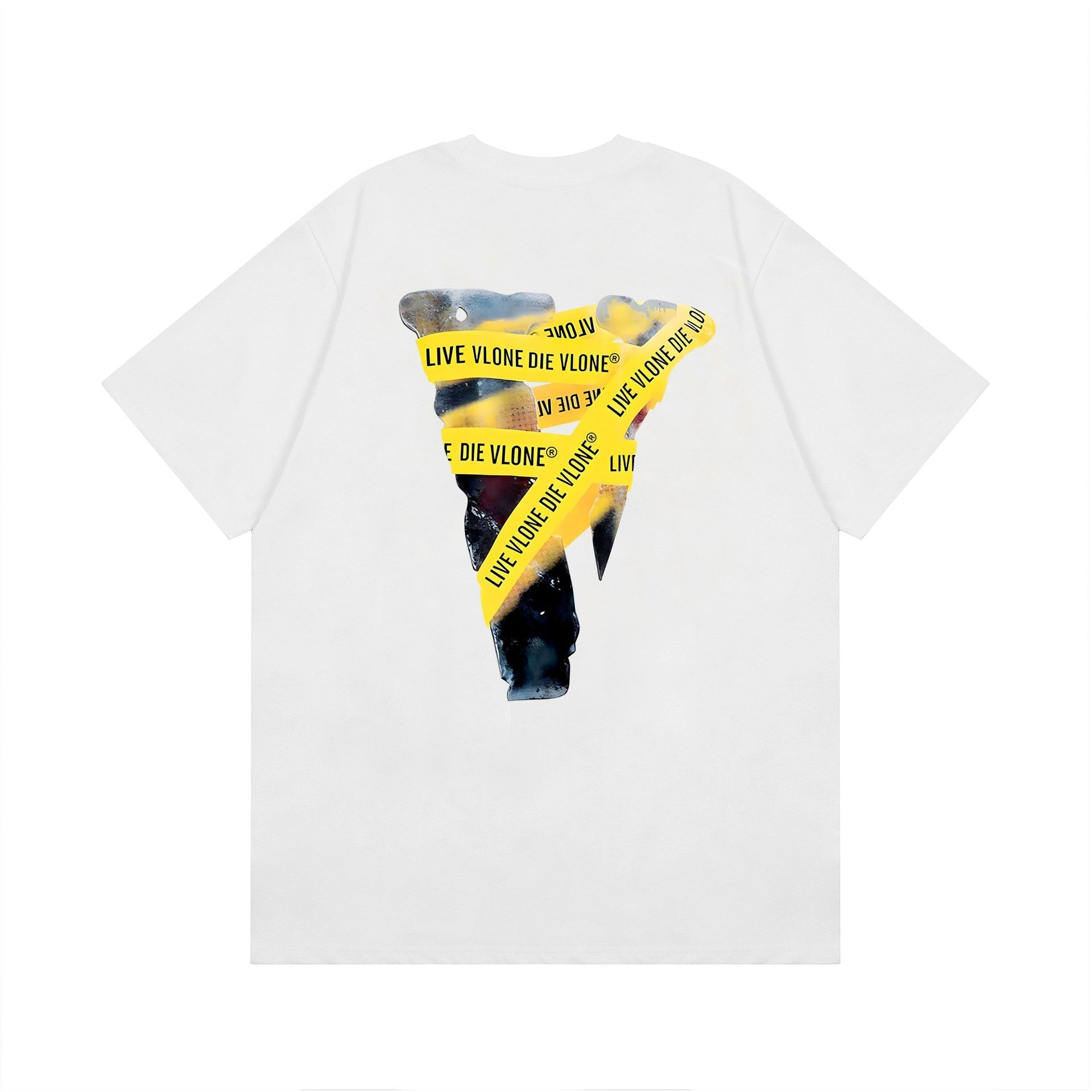 Vlone T Shirt Spring and Summer Rubber Strip Big V Pattern