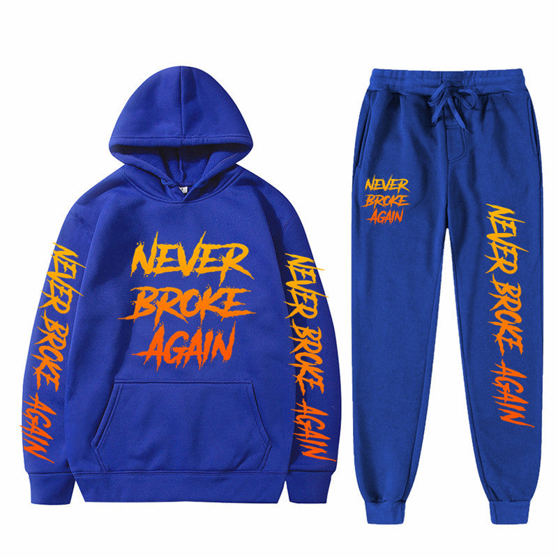 Never Broke Again Hoodie Casual Hooded Sweatshirt Casual Sports Pants