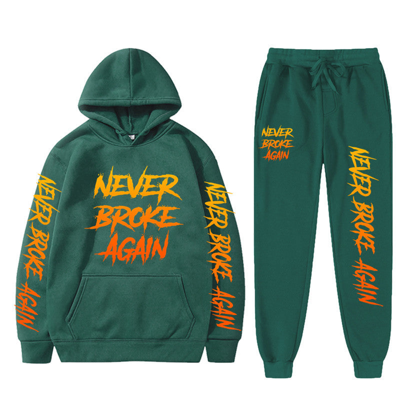 Never Broke Again Hoodie Casual Hooded Sweatshirt Casual Sports Pants