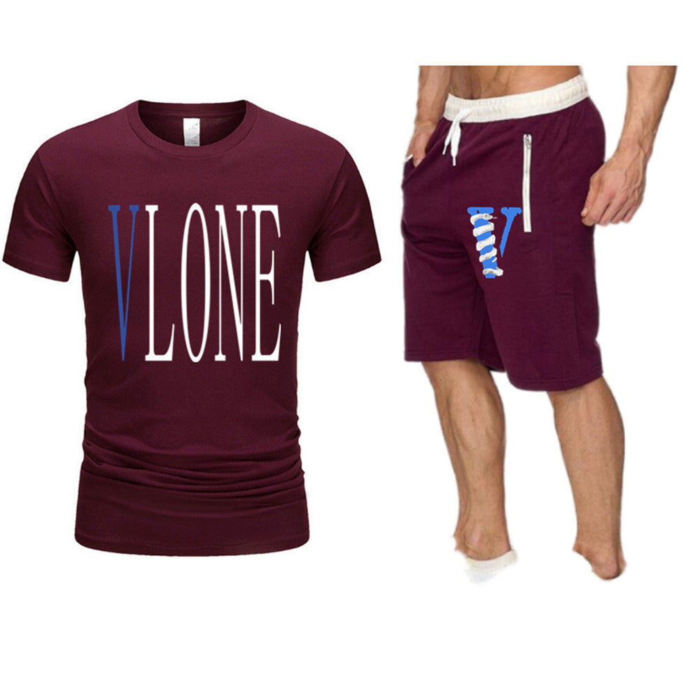 Vlone T Shirts & Shorts 2 Piece Set Letter Printing Summer Menswear Casual