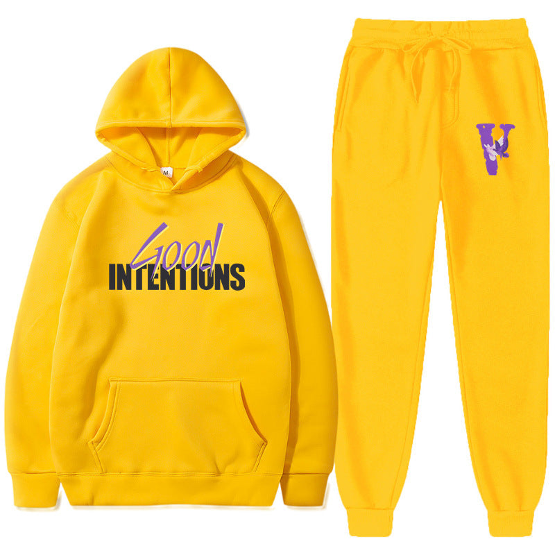 Vlone Hoodie & Pants 2 Piece Set Casual Loose Hoodie