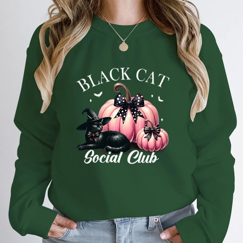 Women Fashion Creative Halloween Pumpkin Black Hoodies