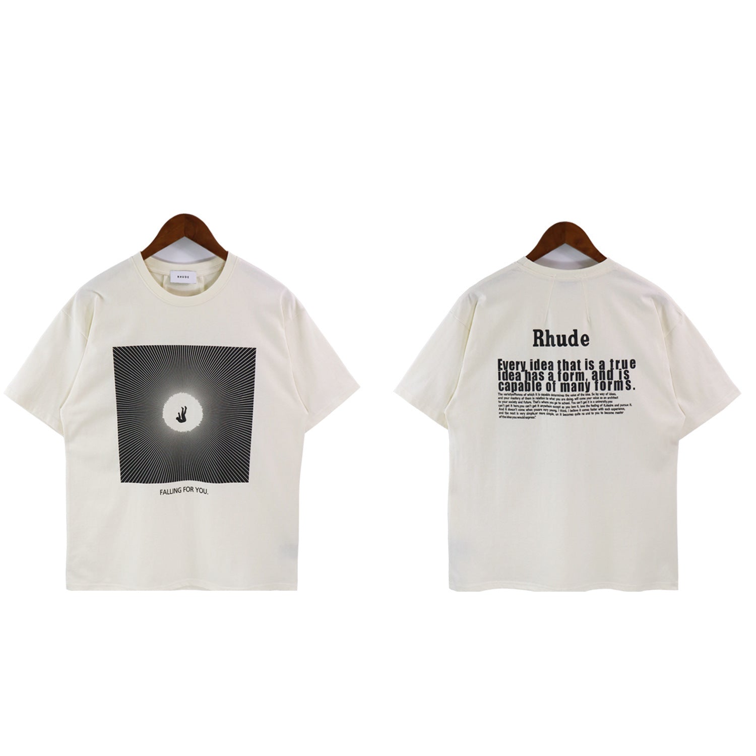 Rhude T Shirt Alphabet Slogan Printed Short Sleeve T-Shirt