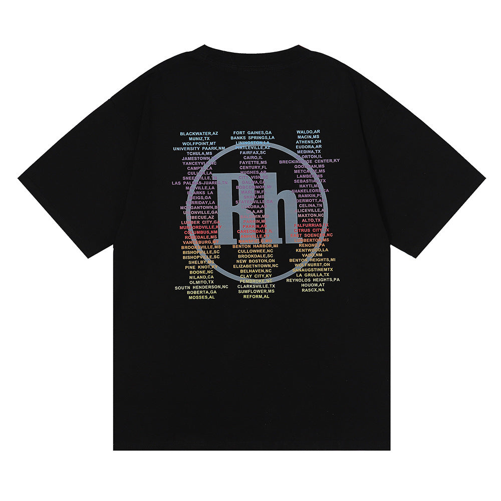 Rhude T Shirt Micro Label Alphabet Racing Print Short Sleeve T-Shirt