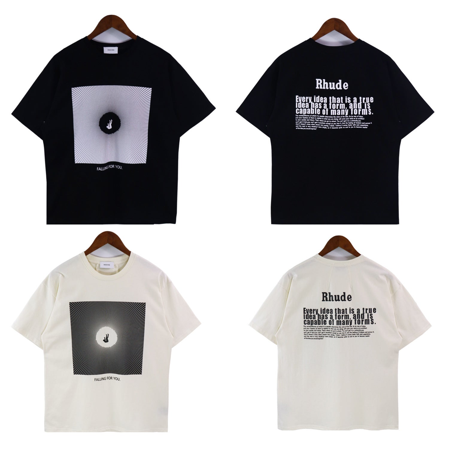 Rhude T Shirt Alphabet Slogan Printed Short Sleeve T-Shirt