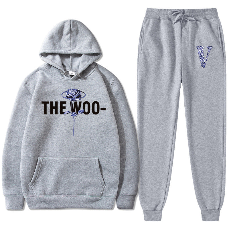 Vlone Hoodie & Pants 2 Piece Printed Men'S And Women'S Loose Hooded Sweater