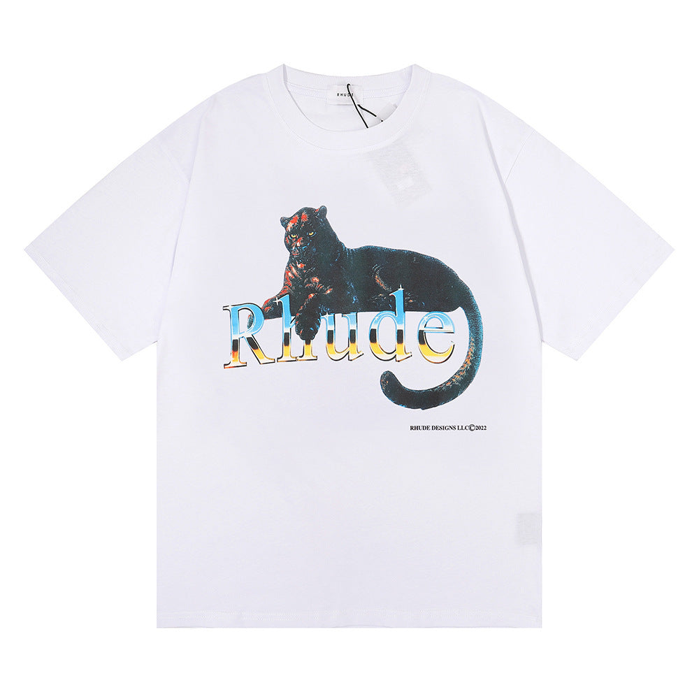 Rhude T Shirt Black Panther Letter Print Short Sleeve T-Shirt