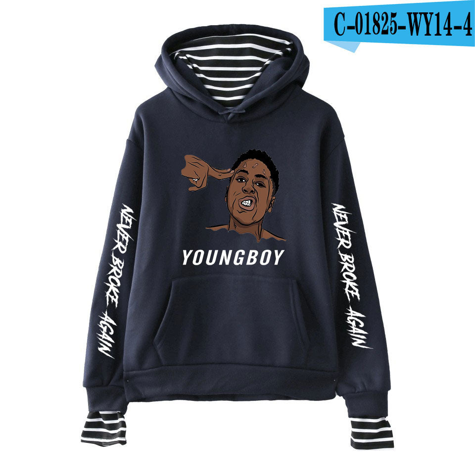 Never Broke Again Hoodie All-Match False Two-Piece Sweaters