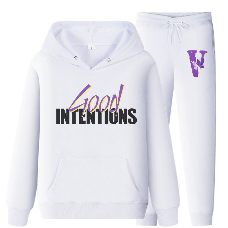 Vlone Hoodie & Pants 2 Piece Set Hooded Sweater Men And Women Loose