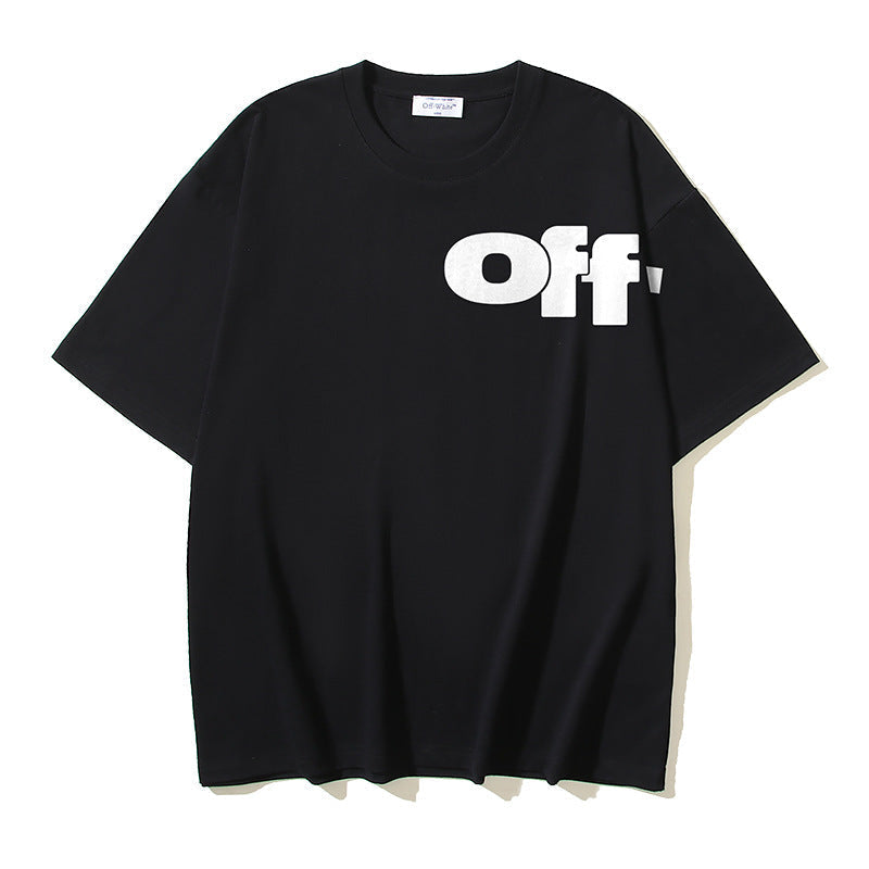 Off White T Shirts OW Letter Pattern Crew Neck Pullover Short Sleeves