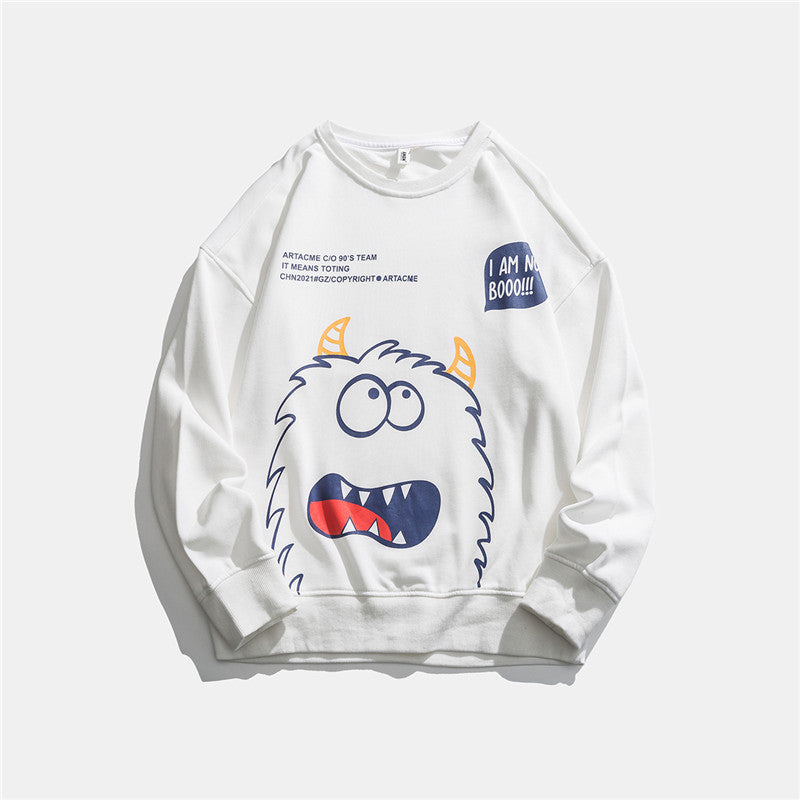 Man Fall Outfis Autumn Printed Casual Base Hoodie Couple Loose Casual Top