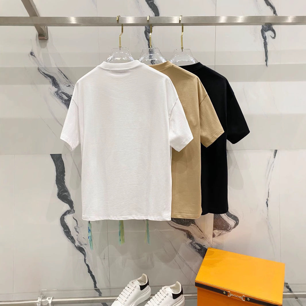 Off White T Shirts OW Color Palm Letter Crew Neck Pullover Short Sleeves