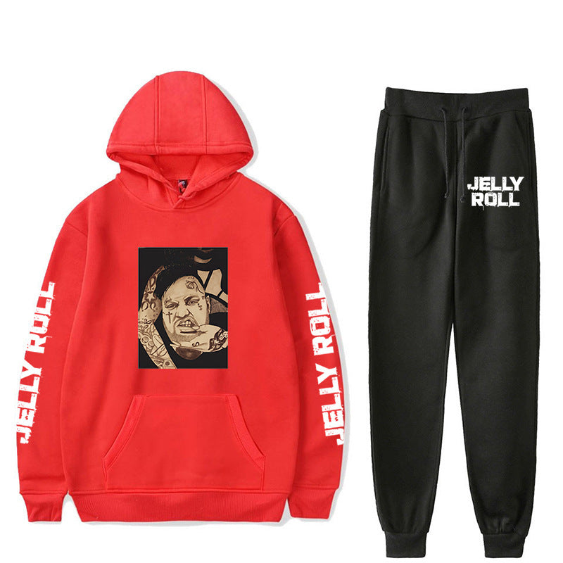 Jelly Roll Hoodie Jelly Roll Peripheral Printed Sweater Sports Two-Piece Suit