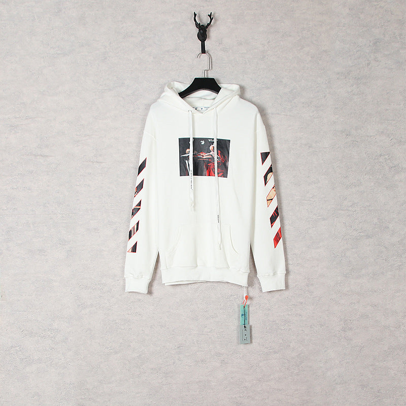 off White Hoodie Printed Men's Women's Pullover Ow Casual Loose Coat