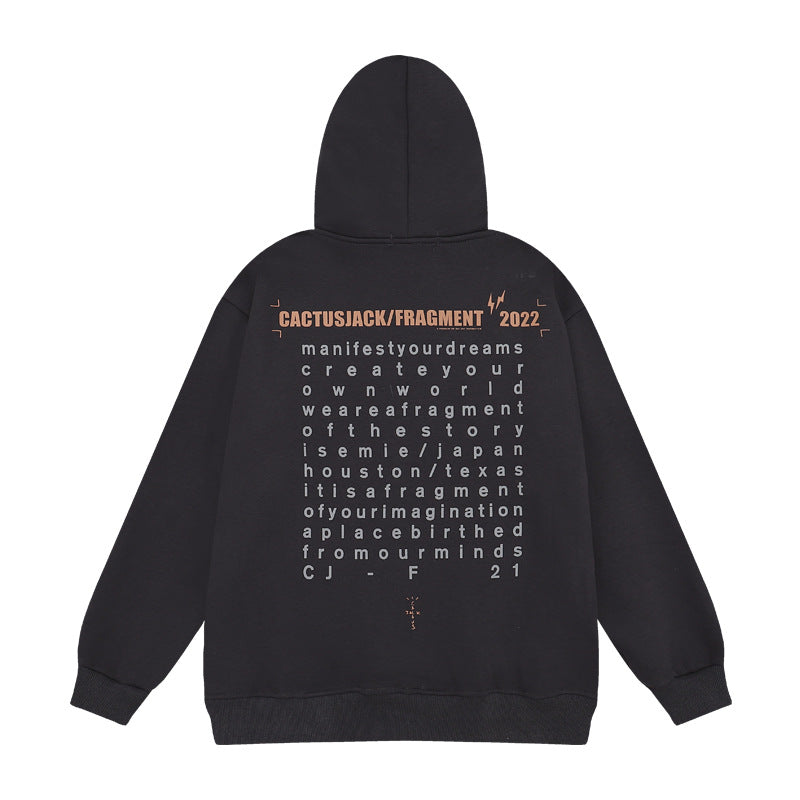 Kanye West Sunday Service Hoodie Vintage Flying Eagle Lightning Printing Plus Velvet Hoodie