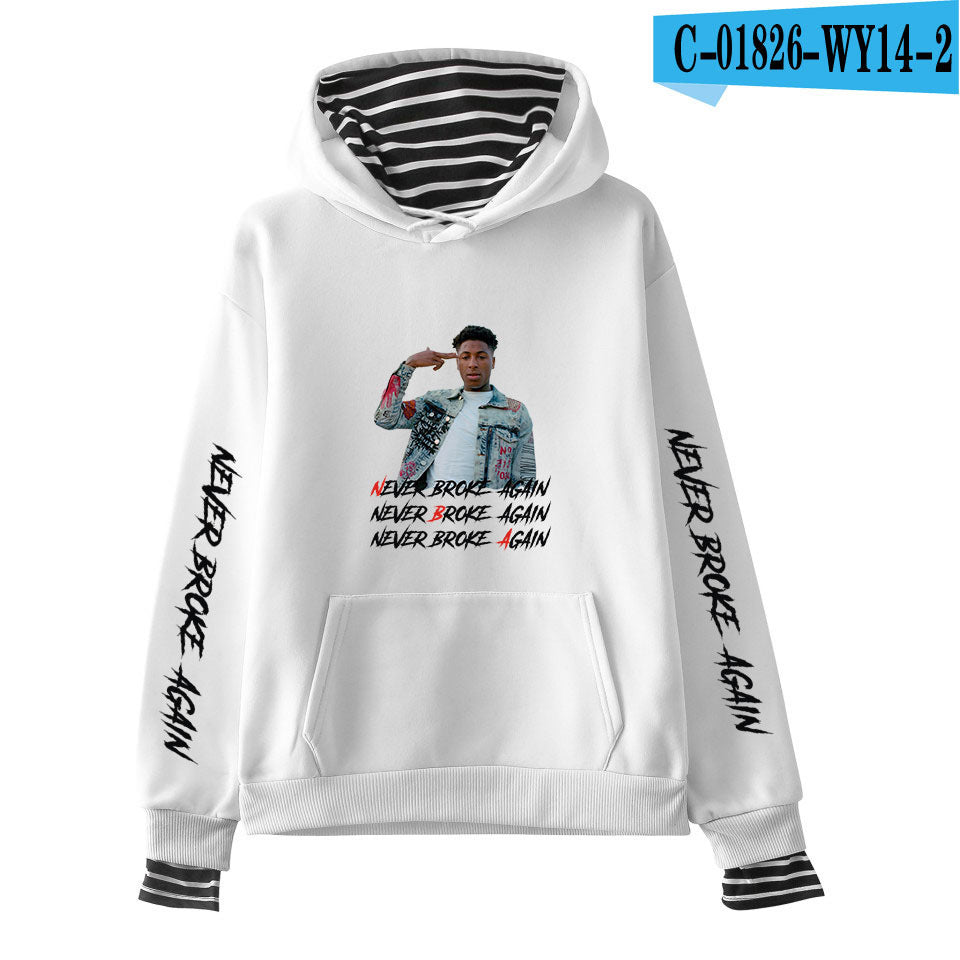 Never Broke Again Hoodie All-Match False Two-Piece Sweaters