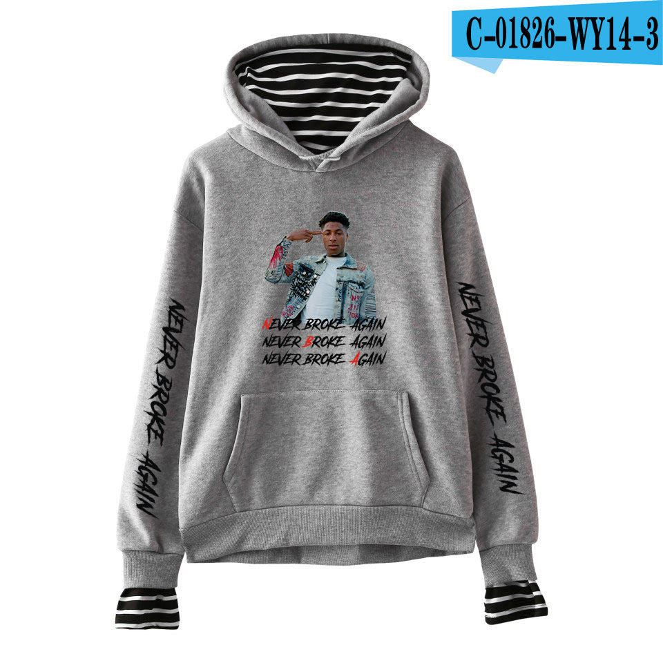 Never Broke Again Hoodie All-Match False Two-Piece Sweaters