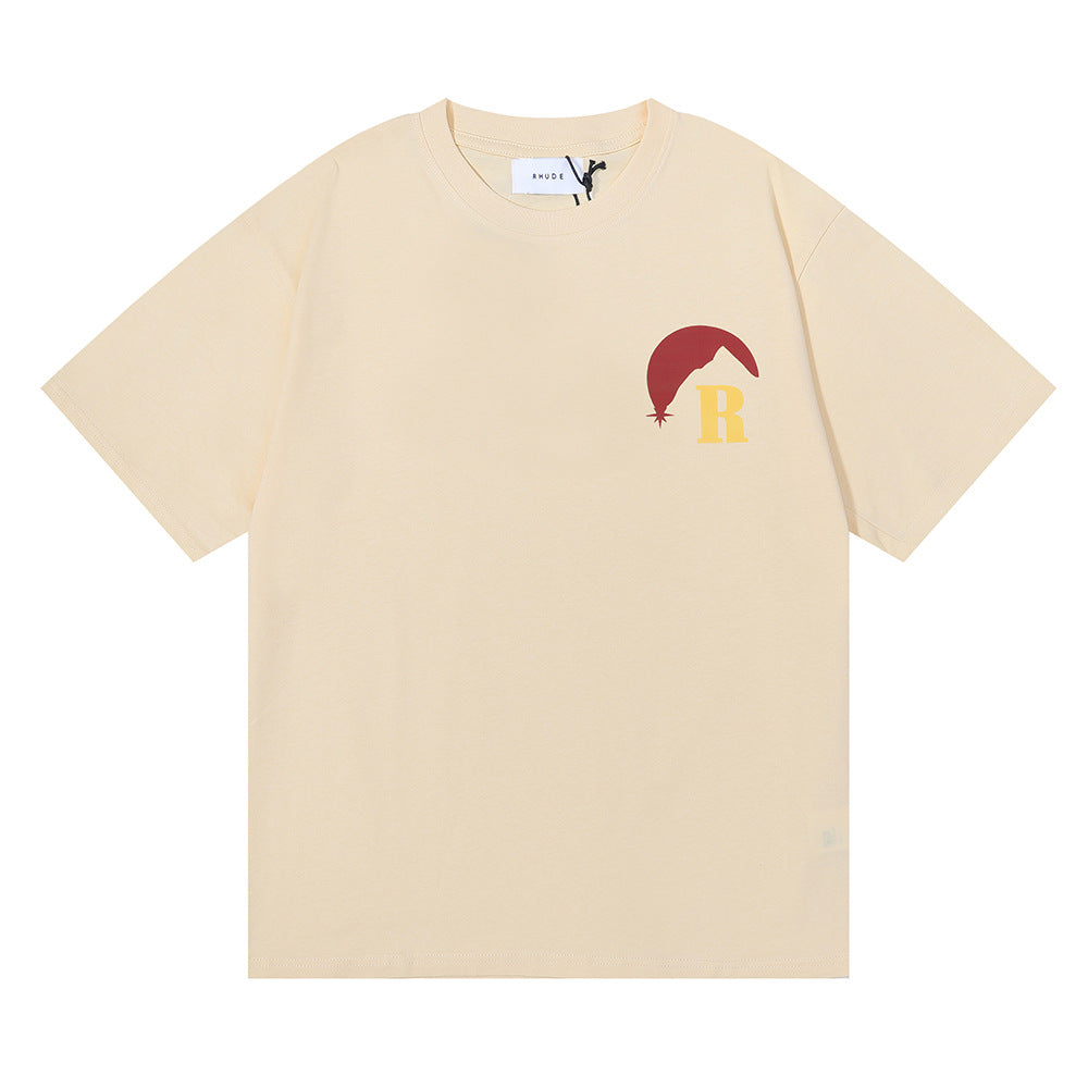 Rhude T Shirt Sunset Design Sense Printed Short Sleeve T-Shirt