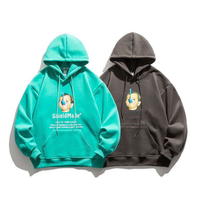 Man Fall Outfis Fall/Winter Printed Hoodie Loose Hoodie