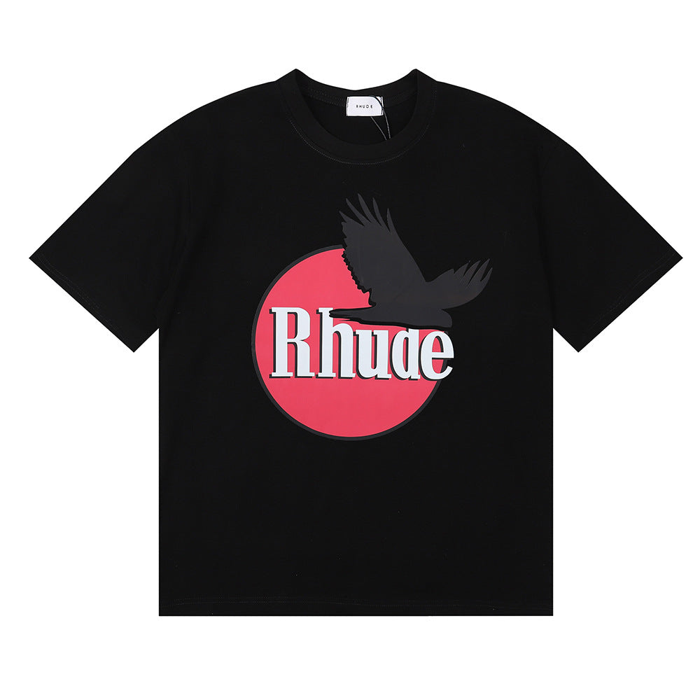 Rhude T Shirt Black Dove Letter Print Short Sleeve T-Shirt