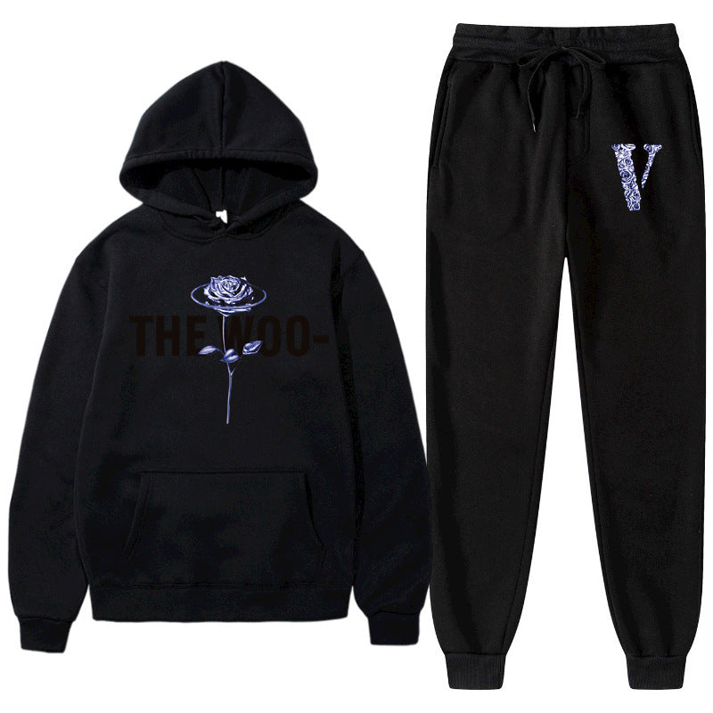 Vlone Hoodie & Pants 2 Piece Printed Men'S And Women'S Loose Hooded Sweater