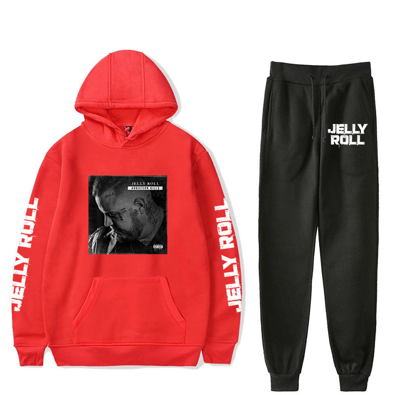 Jelly Roll Hoodie Jelly Roll Peripheral Printed Sweater Sports Two-Piece Suit