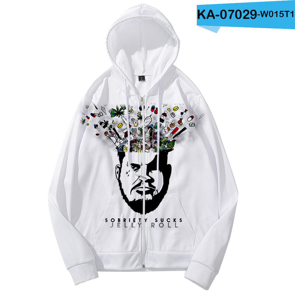 Jelly Roll Hoodie 3d Printed Zipper Hooded Men'S Women'S Pullover