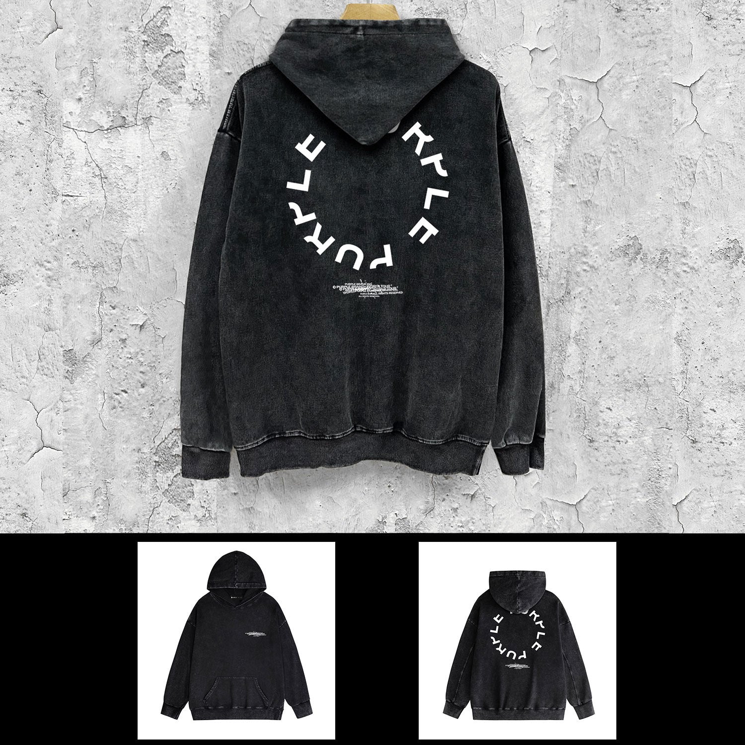 Purple Brand Distressed Hoodie Fashion Old Loose Hooded Sweater