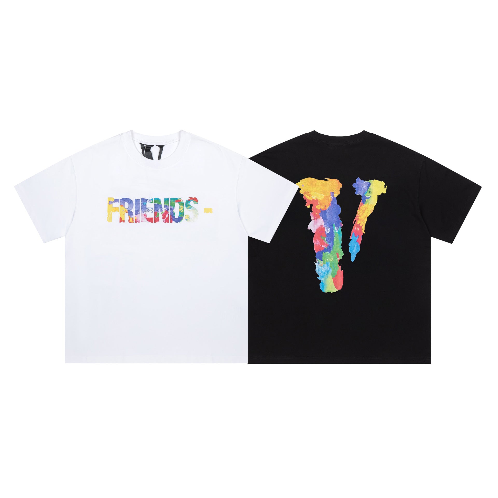 Vlone T Shirt Spring Summer Color Big V Letter Crew Neck