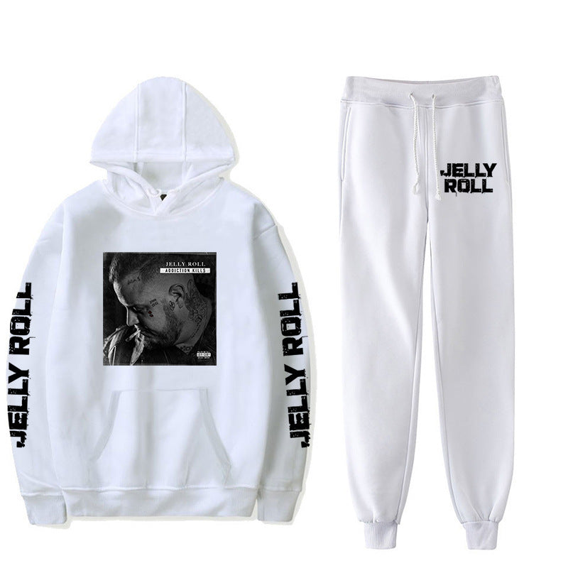Jelly Roll Hoodie Jelly Roll Peripheral Printed Sweater Sports Two-Piece Suit