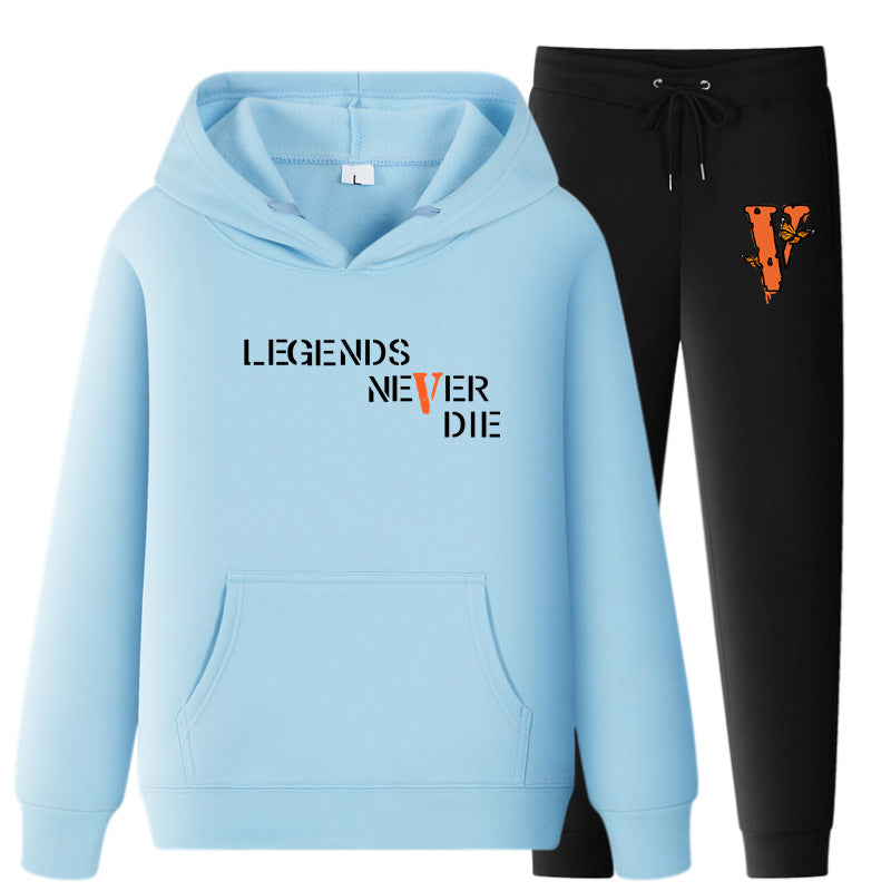 Vlone Hoodie & Pants 2 Piece Set Printing Sweatshirt And Sweatpants Fall Winter Hooded