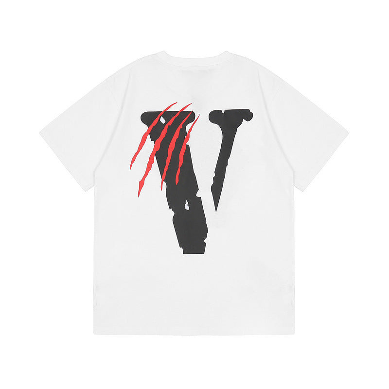 Vlone T Shirt Personality Black Panther Big V T-Shirt Short Sleeve