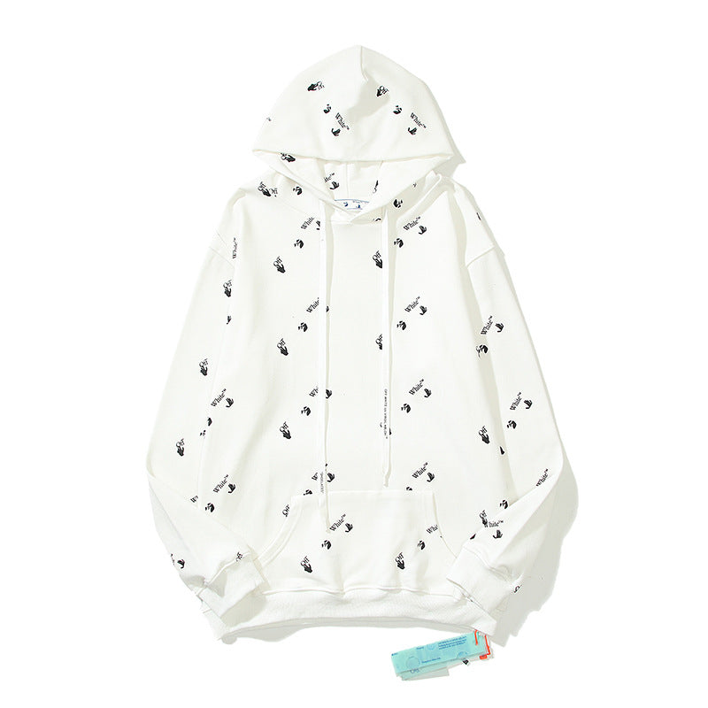 off White Hoodie Autumn and Winter Printed Hoodie Sweater Loose Men's and Women's Coat