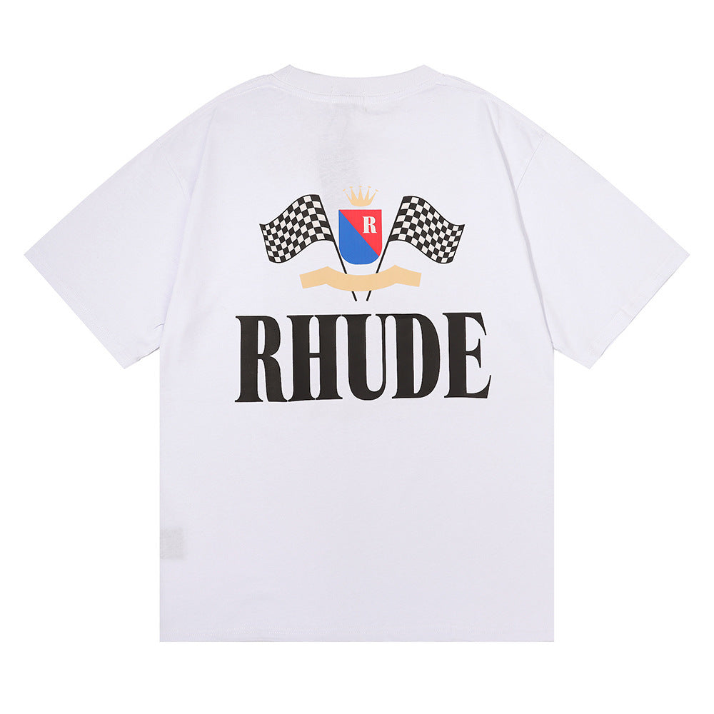 Rhude T Shirt Alphabet Flag Print Short Sleeve T-Shirt