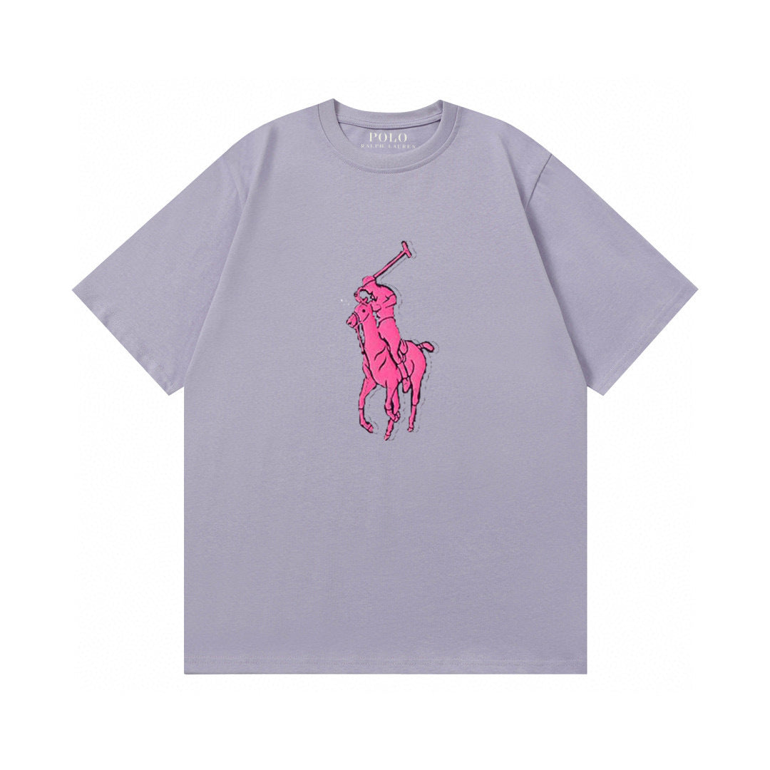 Ralph Lauren T Shirts Cotton Label Short Sleeve Solid Color