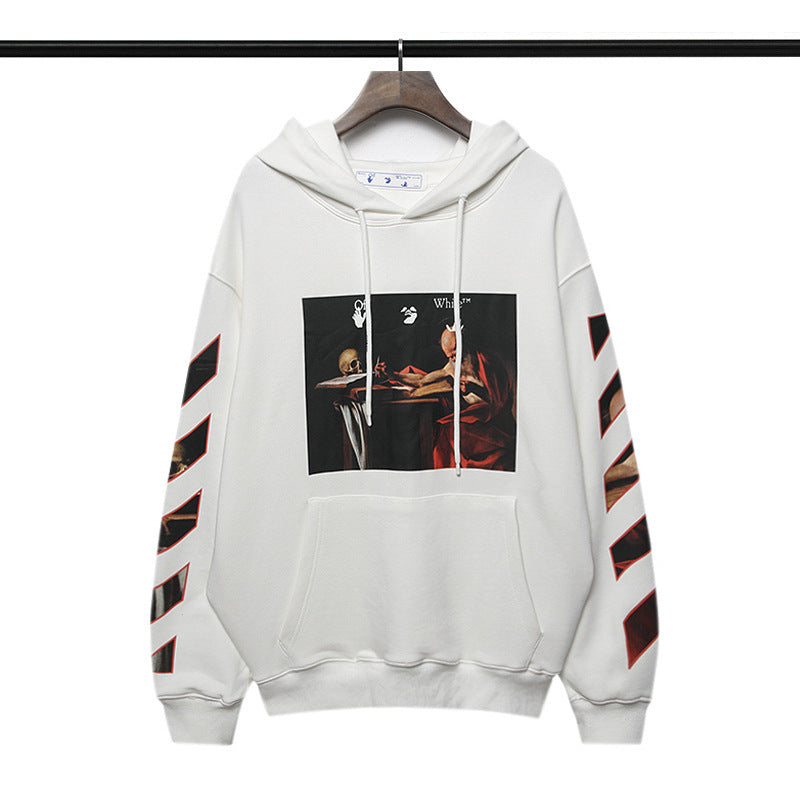 off White Hoodie Autumn and Winter Printed Long-Sleeved Hooded Sweater Men's and Women's Bottoming Shirt