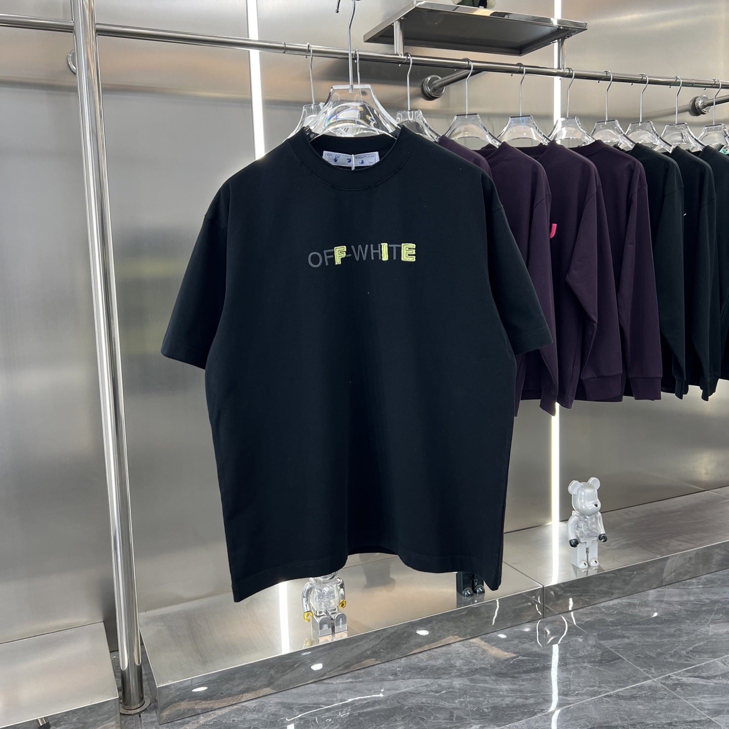 Off White T Shirts OW Patch Embroidery Arrow Crew Neck Pullover Short Sleeve