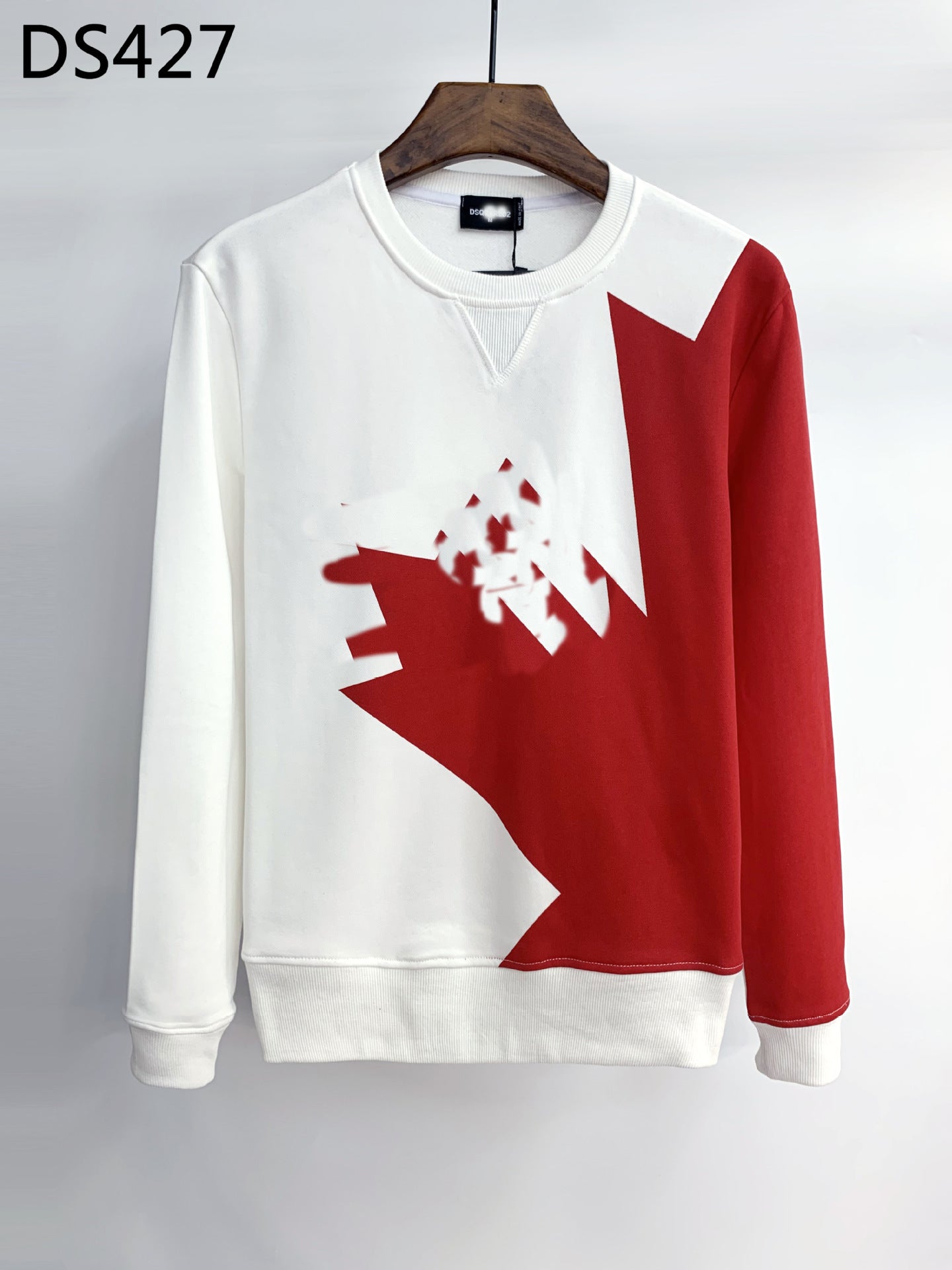 Dsq2 Hoodie DSQ Lian D2 Half Piece Large Leaf Printed Sweater Trendy Men's Autumn and Winter