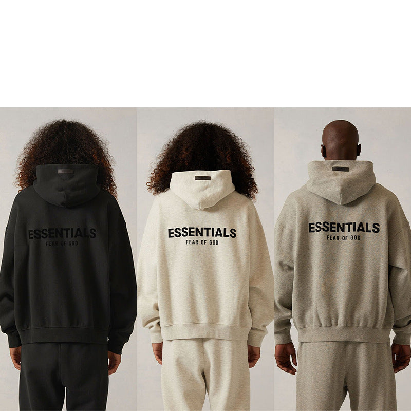 Fog Essentials Hoodie & Pant 2 Piece Set Sweater Black Letters Flocking