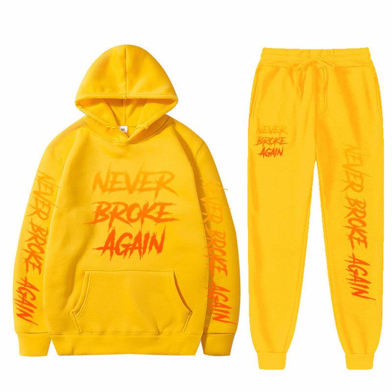 Never Broke Again Hoodie Casual Hooded Sweatshirt Casual Sports Pants