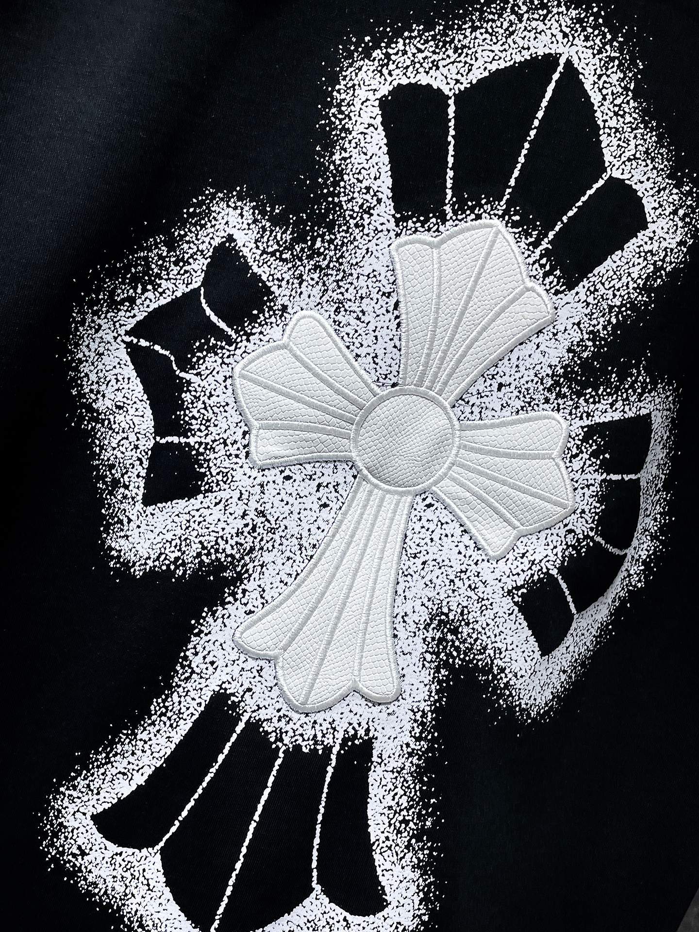 Chh Chrome Hearts T Shirts Embroidered Sanskrit Alphabet Cross Sports Loose Short Sleeve T-Shirt