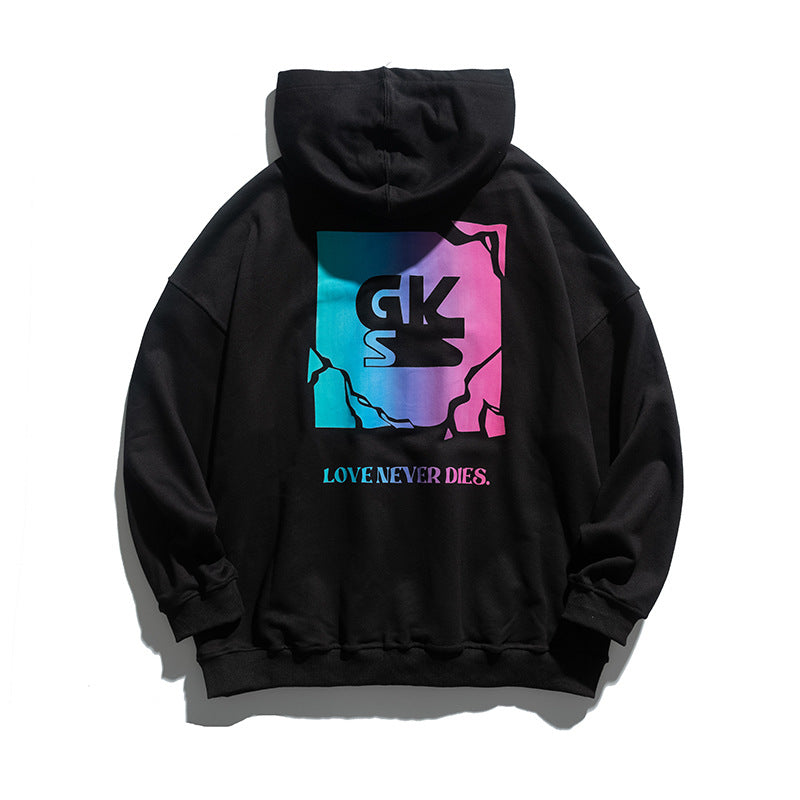 Man Fall Outfis Clothes Vintage Autumn Letters Printed Hoodie Men's Loose Casual Couple Bottoming Shirt