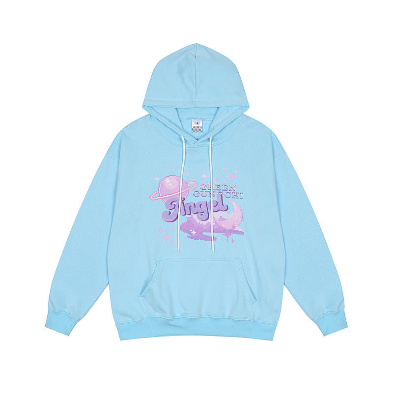 Man Fall Outfits Printed Hoodie Men's and Women's Street Loose Couple Leisure Pullover Coat