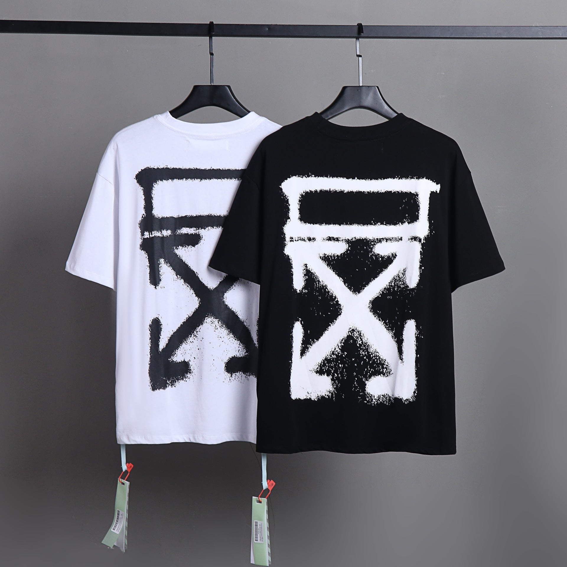 Ow T Shirts Bamboo Leaf Graffiti Arrow Male and Female Trendy Brand Short Sleeve