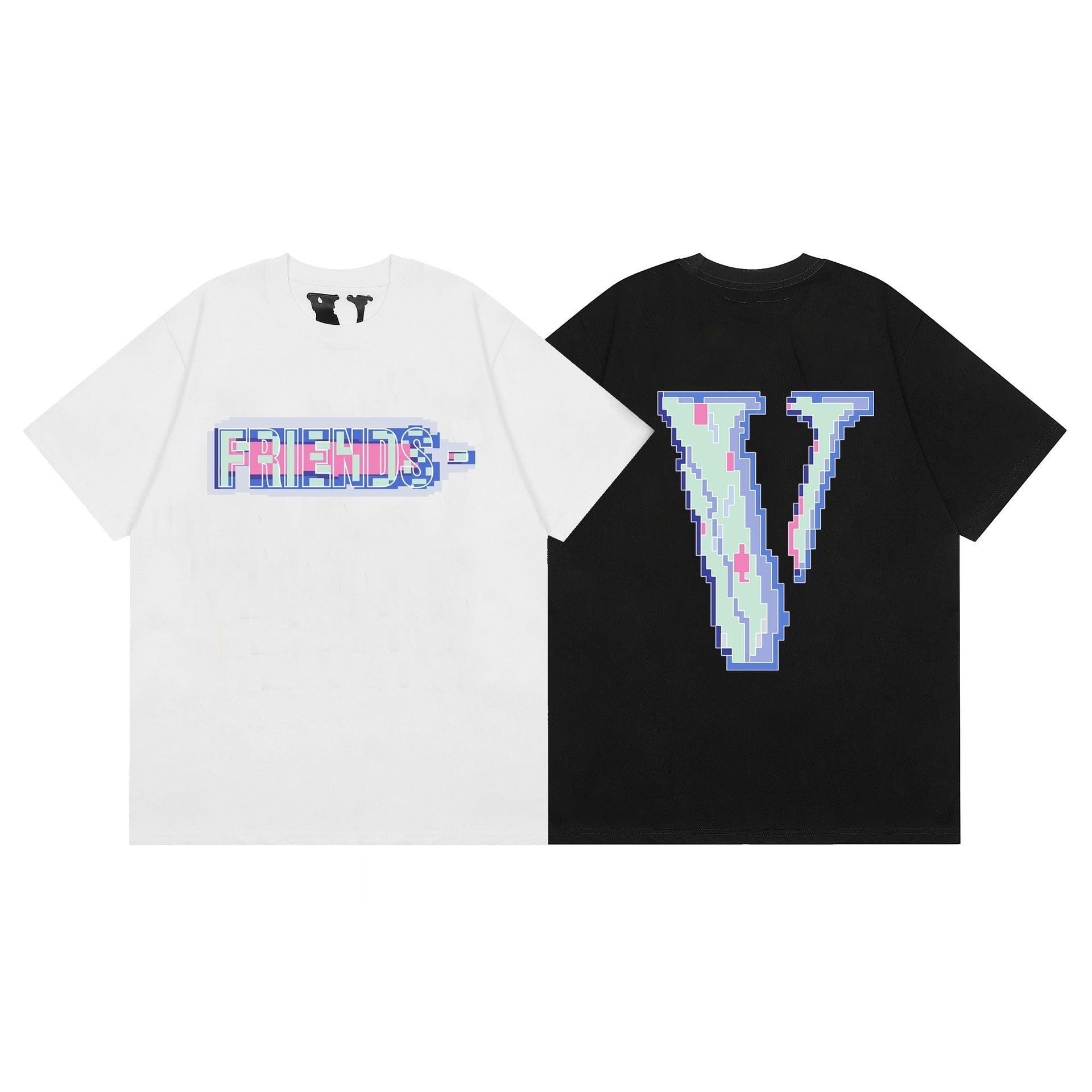 Vlone T Shirt Spring and Summer Mosaic Big V Pattern