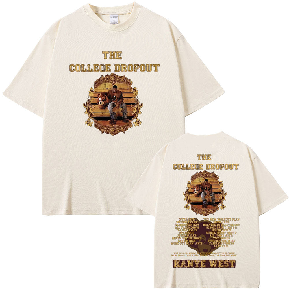 Rapper Kanye West Graduation Bear Double Sided Print T Shirt