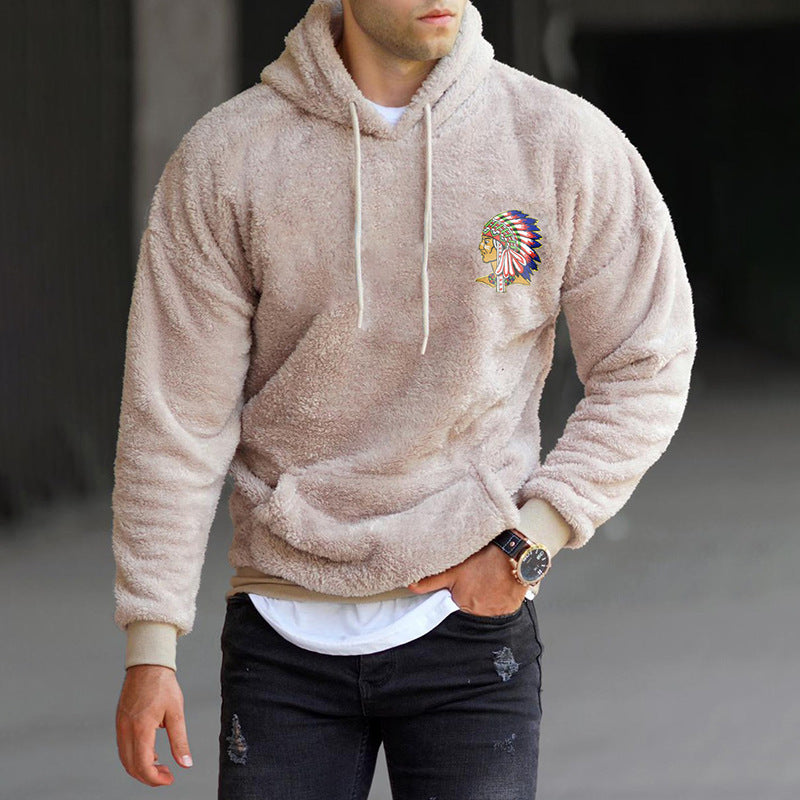 Mens Sweaters Man Fall Outfits Hoodie Solid Color Printing Pullover Loose Casual