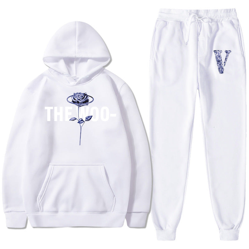 Vlone Hoodie & Pants 2 Piece Printed Men'S And Women'S Loose Hooded Sweater