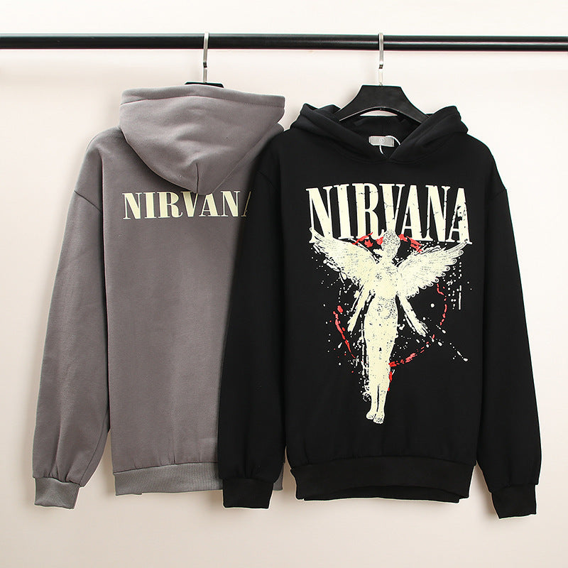Nirvana Hoodie Rock Angel Printed Hoodie Dark Series Hip Hop Retro