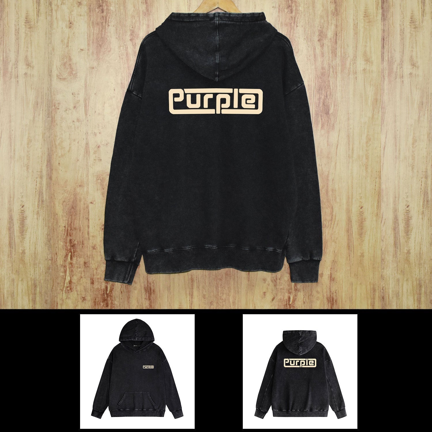 Purple Brand Distressed Hoodie Fashion Old Loose Hooded Sweater